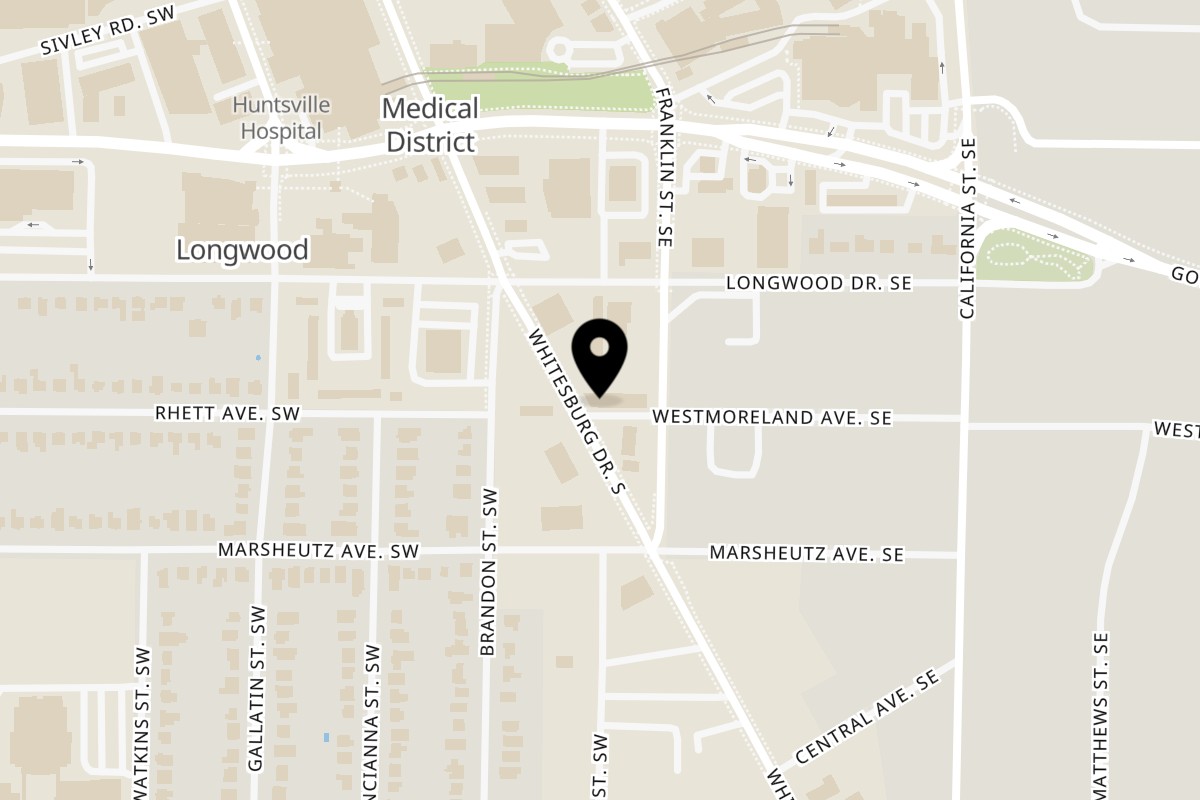 Map showing the location of Great Panda Restaurant on 2121 Whitesburg Dr Ste B in Huntsville
